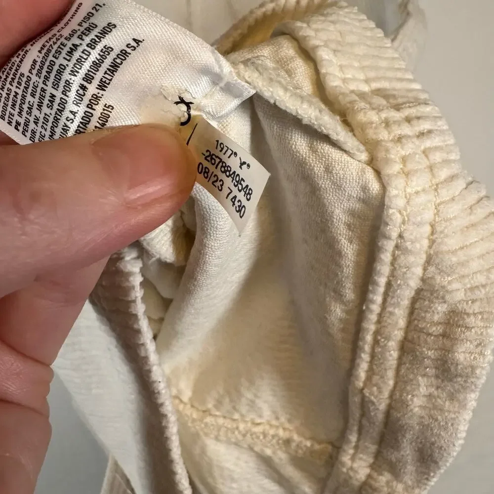 American Eagle Women’s S Corduroy Mini Dress Stretch Cotton White Button Front - Picture 9 of 11